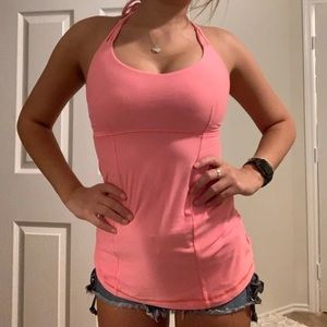 Hot pink Lululemon open back halter top